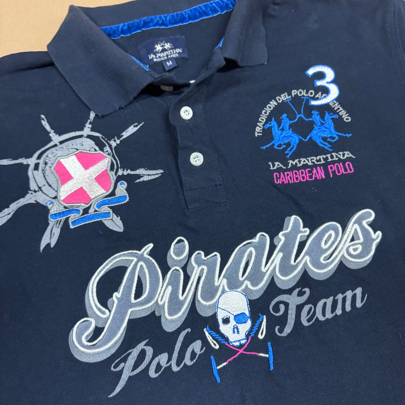 Detailansicht: Sourced limited accessories and clothes La Martina Pirates poloshirt – Logo, Nähte oder Material