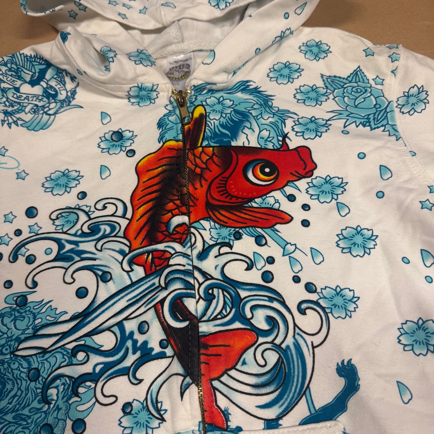 Ed Hardy koi fish zip-up hoodie
