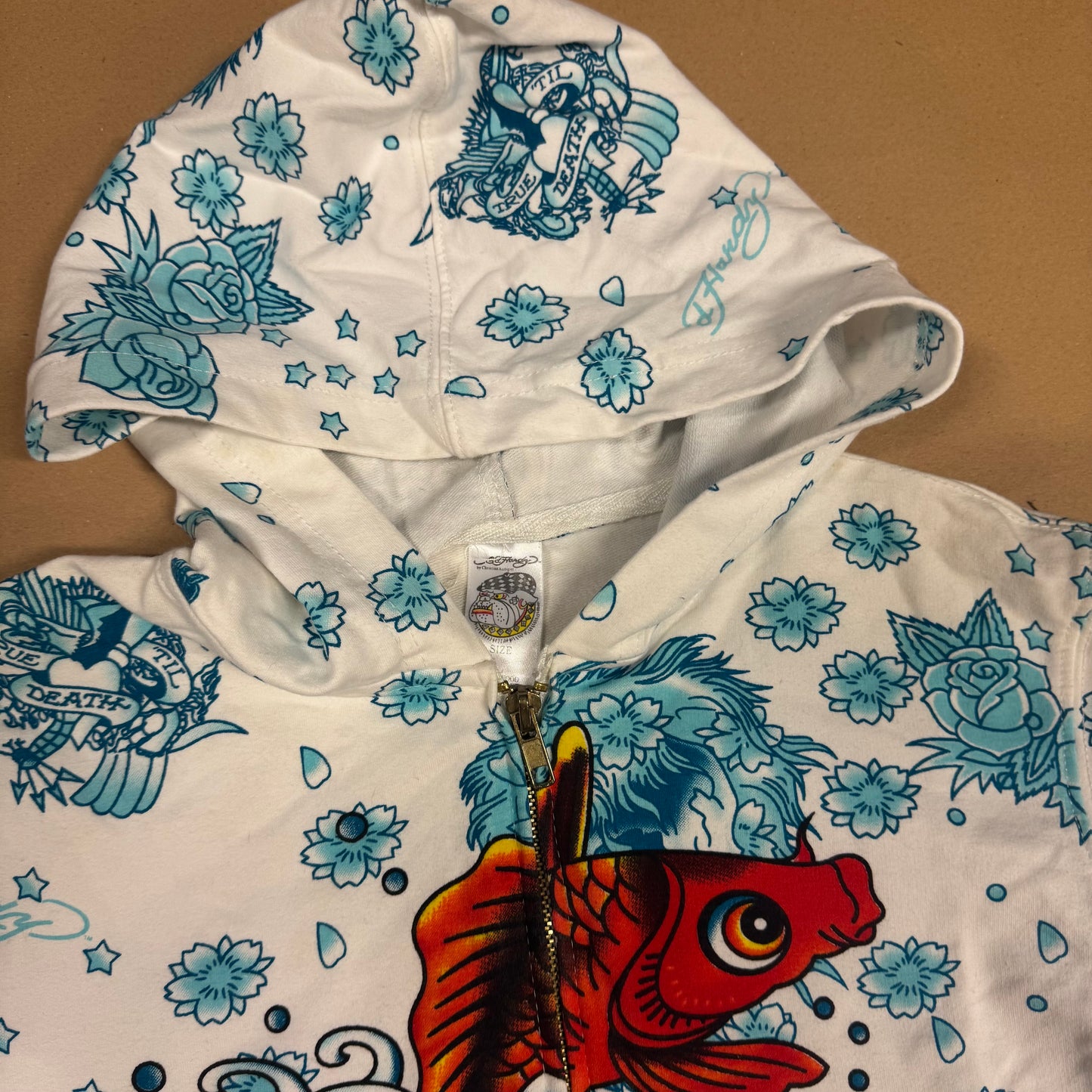 Ed Hardy koi fish zip-up hoodie