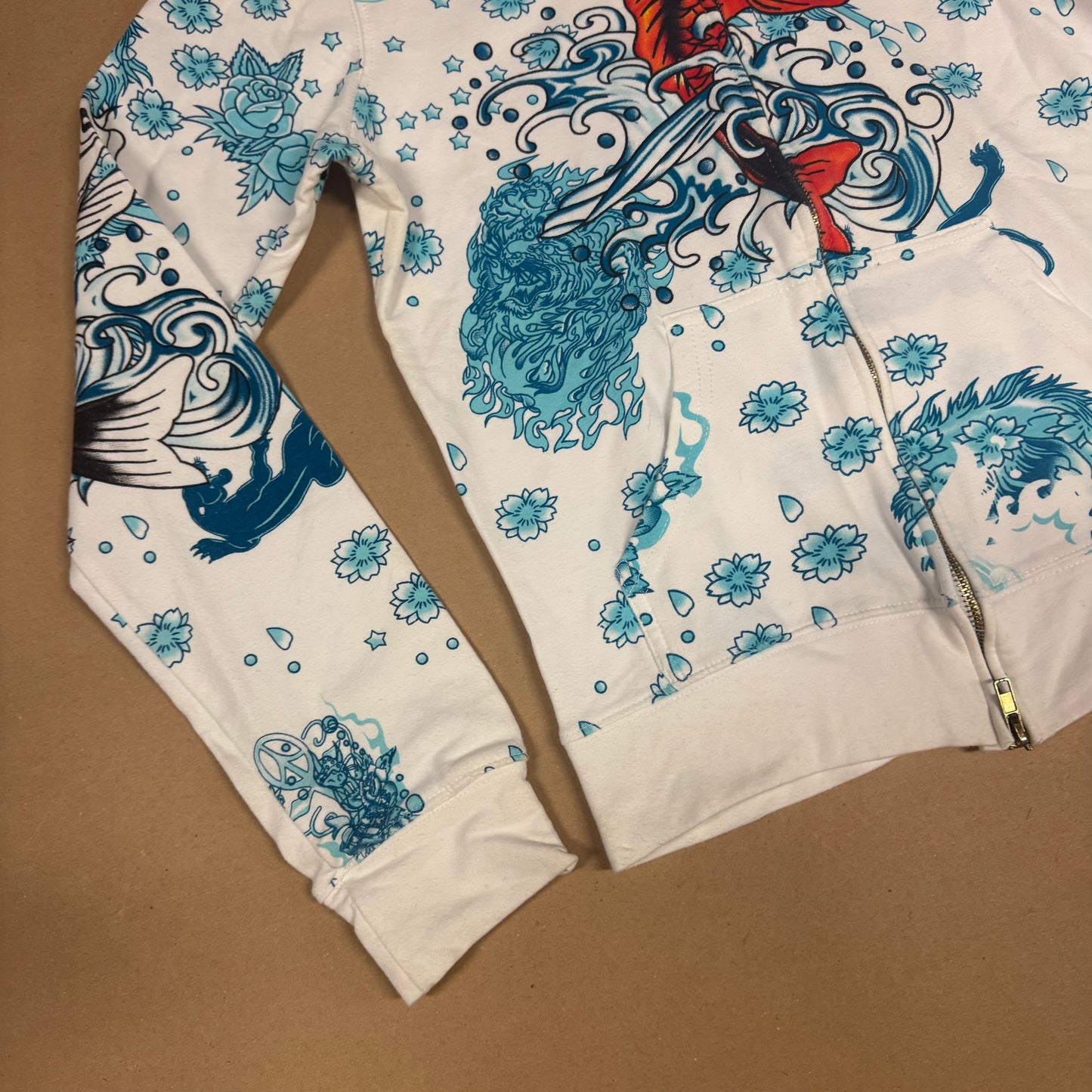 Ed Hardy koi fish zip-up hoodie