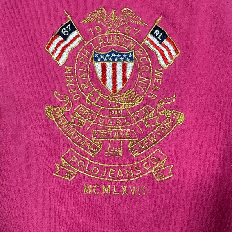Detailansicht: Sourced limited accessories and clothes Polo Ralph Lauren Jeans Company pink zip-up – Logo, Nähte oder Material