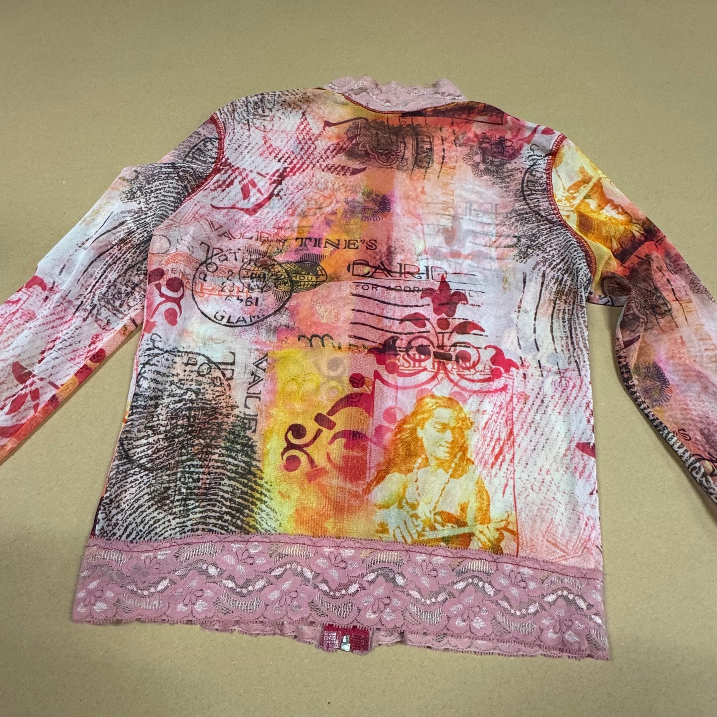 Y2K style "Malilli" vintage see-through graphic zip-up