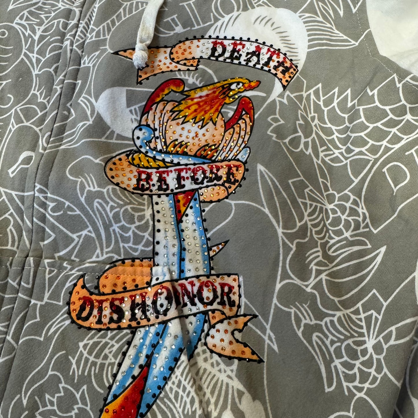 Ed Hardy y2k “death before dishonor” zip hoodie