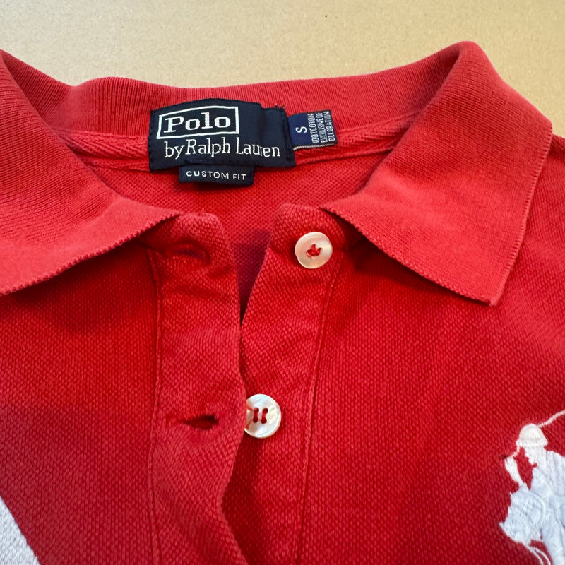 Detailansicht: Sourced limited accessories and clothes Vintage Polo Ralph Lauren women's striped poloshirt – Logo, Nähte oder Material