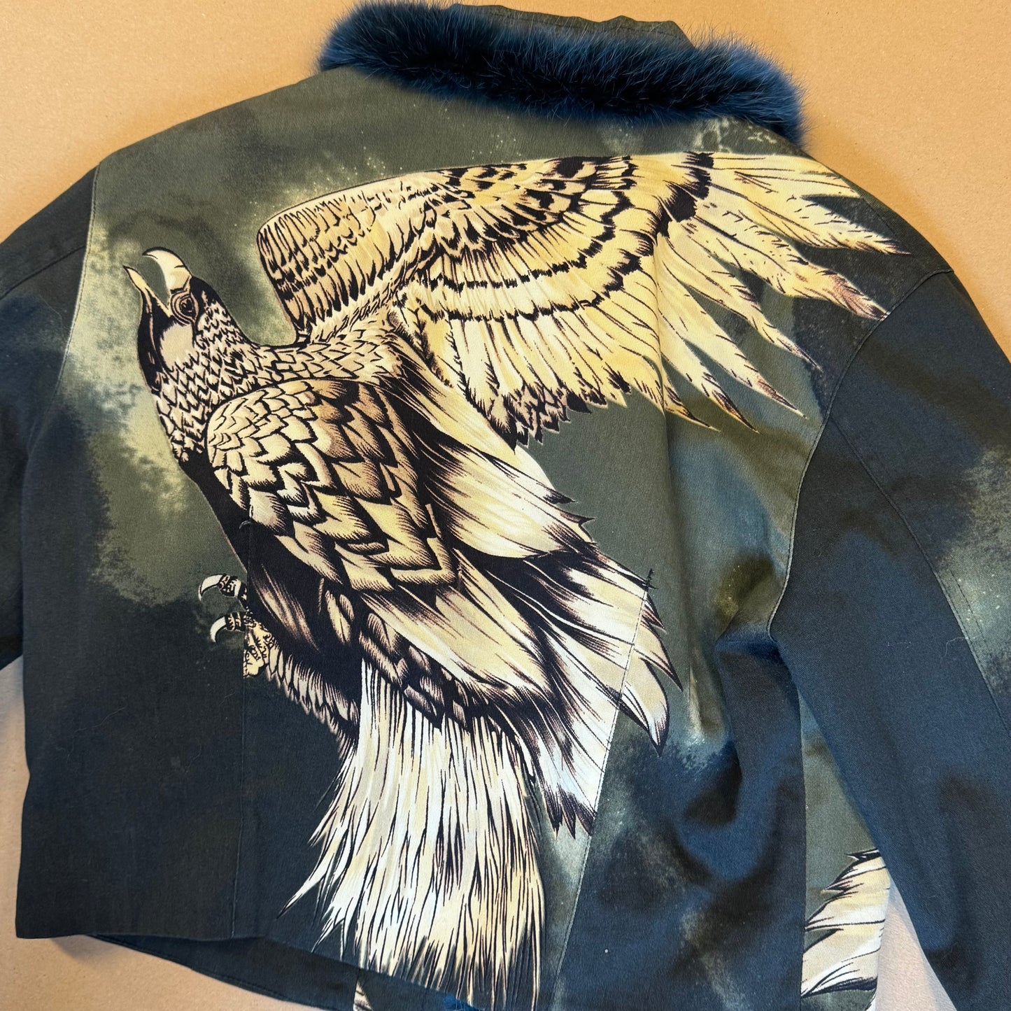 Vintage Eagle print light cropped jacket