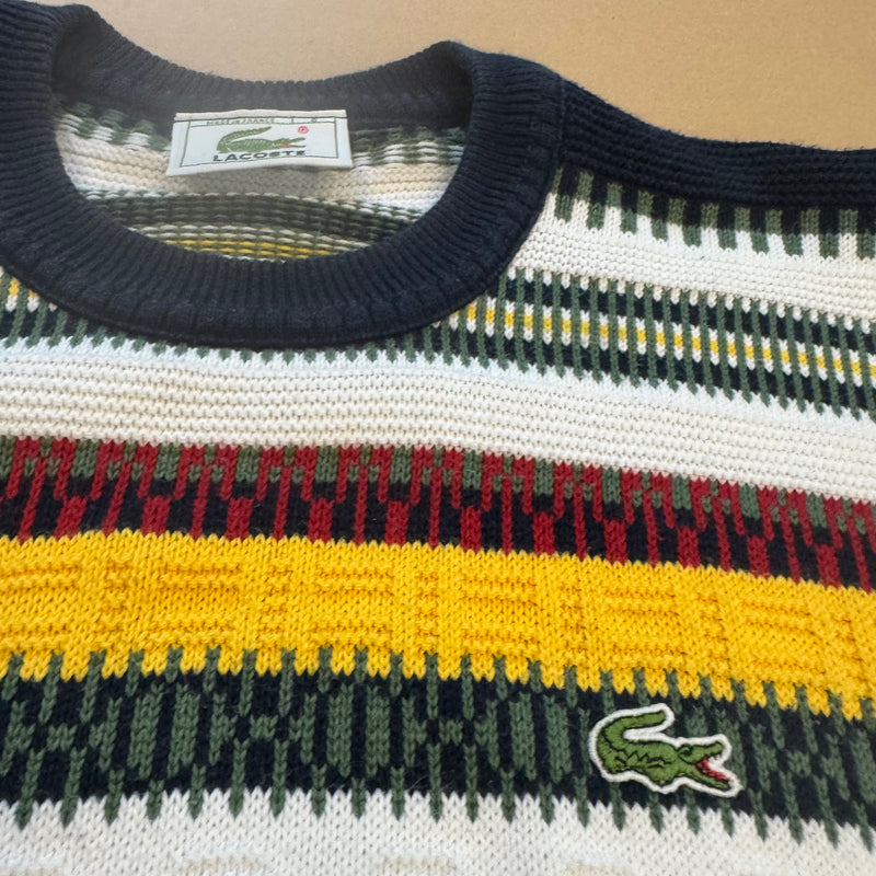 Detailansicht: Sourced limited accessories and clothes Vintage Lacoste striped knitted sweatshirt – Logo, Nähte oder Material