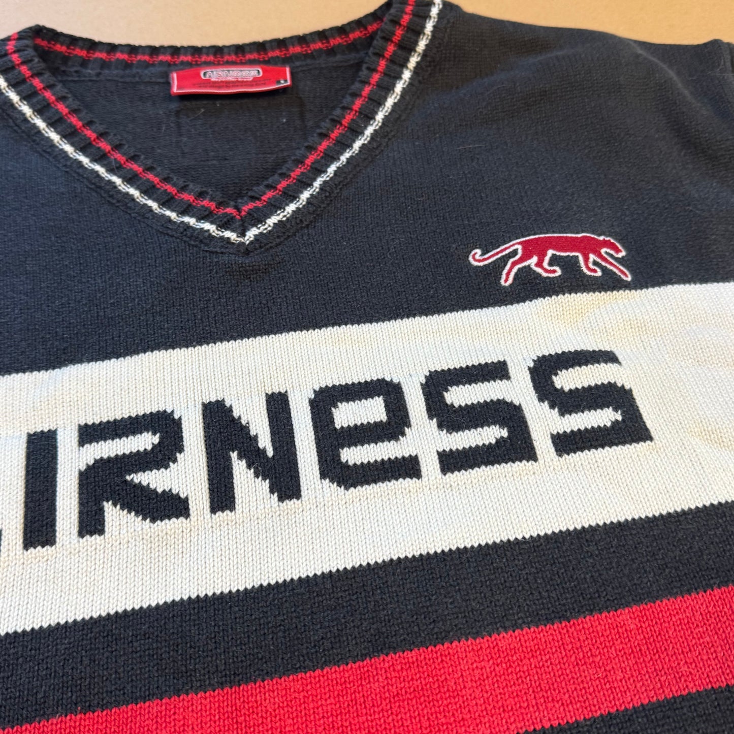 Airness streetwear style black and red knitted sweatshirt