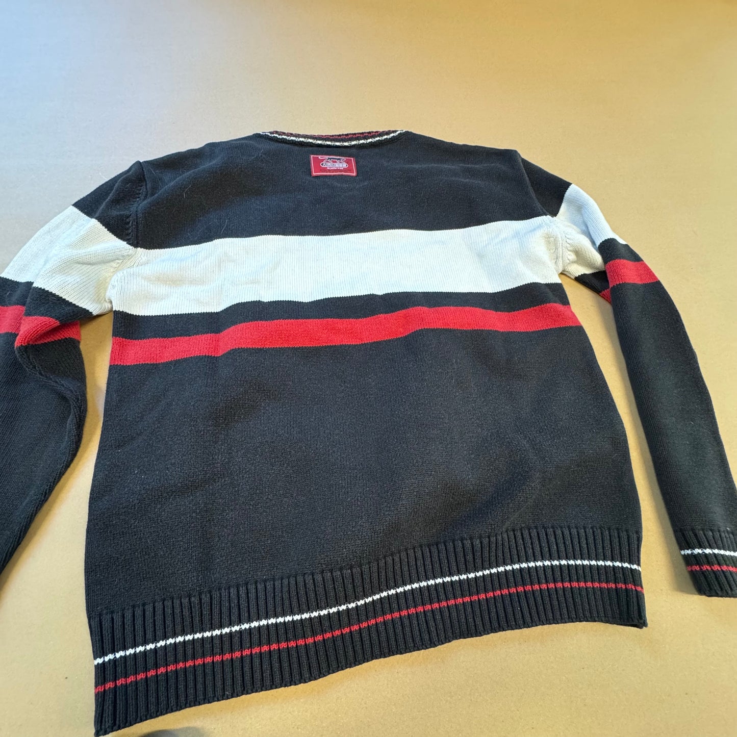 Airness streetwear style black and red knitted sweatshirt