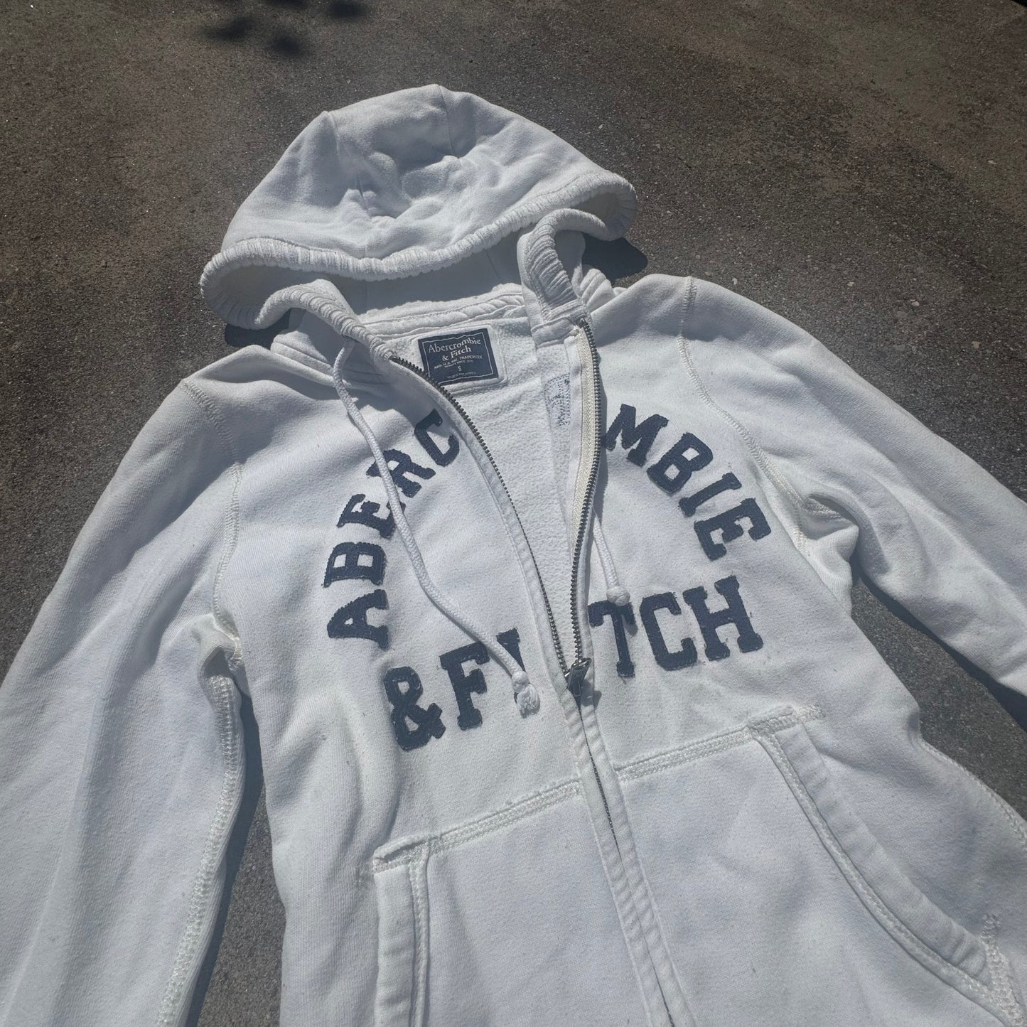 Abercrombie & Fitch Y2K white zip-up hoodie