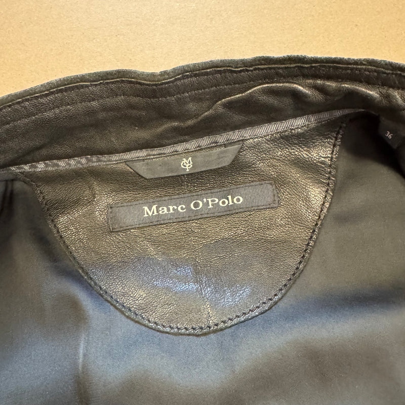 Detailansicht: Sourced limited accessories and clothes Marc'O Polo vintage black women's leather jacket – Logo, Nähte oder Material