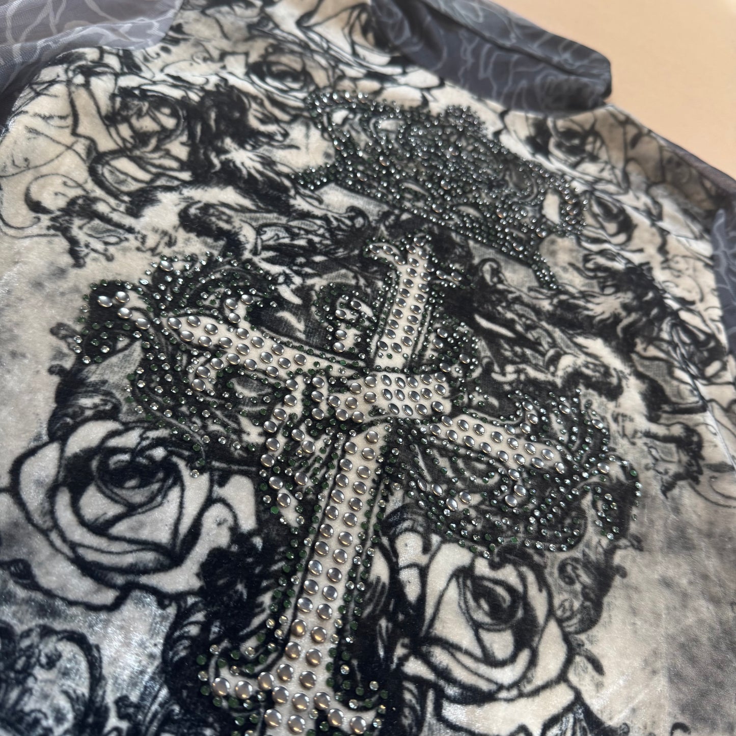 "Cross and roses" gothic turtleneck thin longsleeve