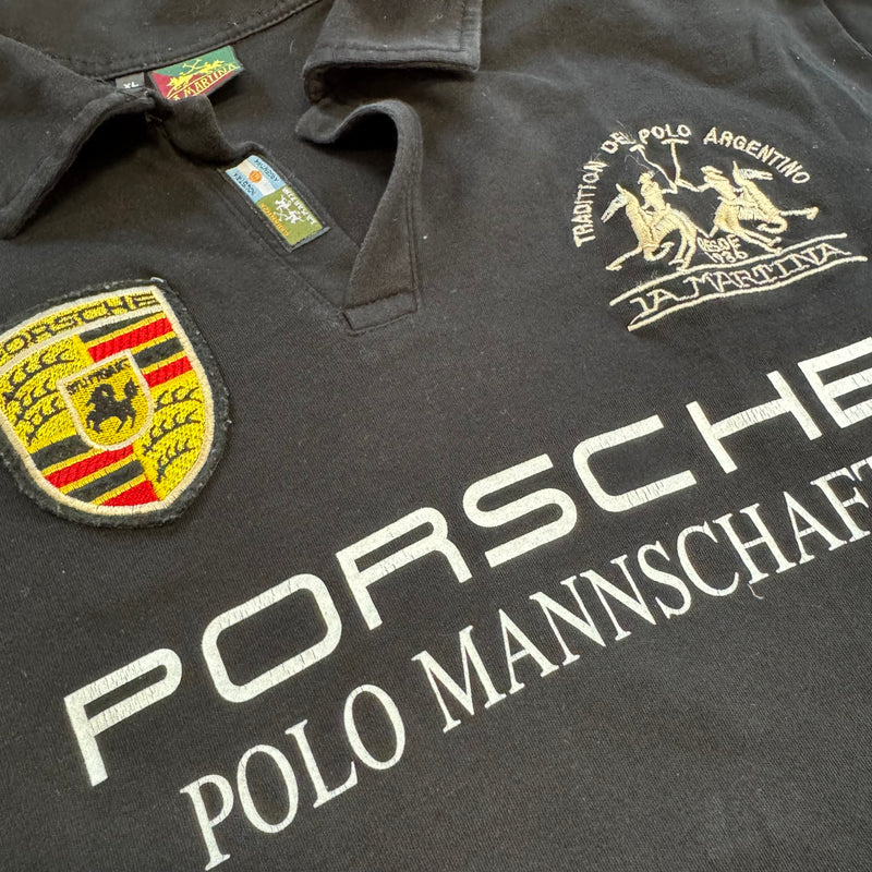 Detailansicht: Sourced limited accessories and clothes La Martina Porsche black shirt – Logo, Nähte oder Material