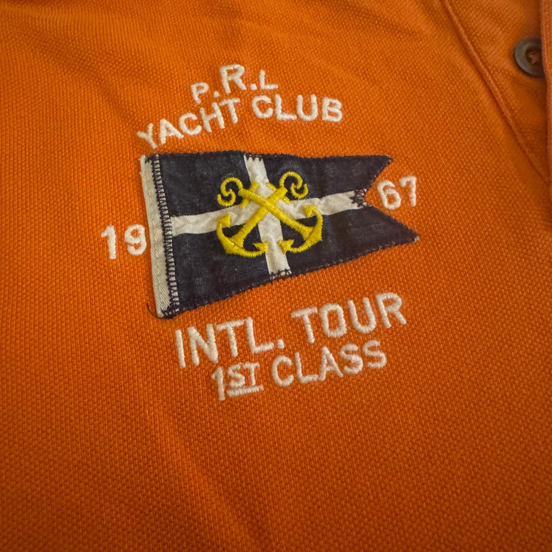 Detailansicht: Sourced limited accessories and clothes Polo Ralph Lauren Yacht Club orange poloshirt – Logo, Nähte oder Material