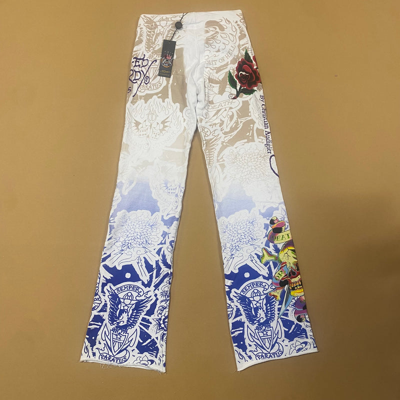 Detailansicht: Sourced limited accessories and clothes Ed Hardy printed pants – Logo, Nähte oder Material