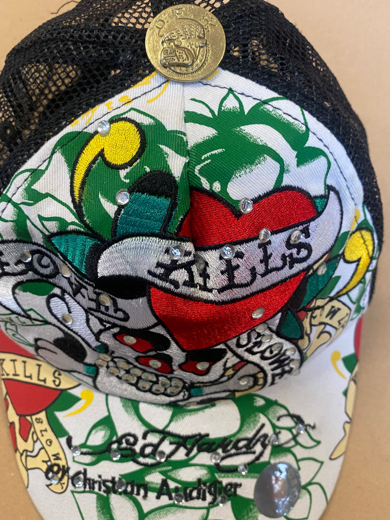 Detailansicht: Sourced limited accessories and clothes Ed Hardy cap – Logo, Nähte oder Material