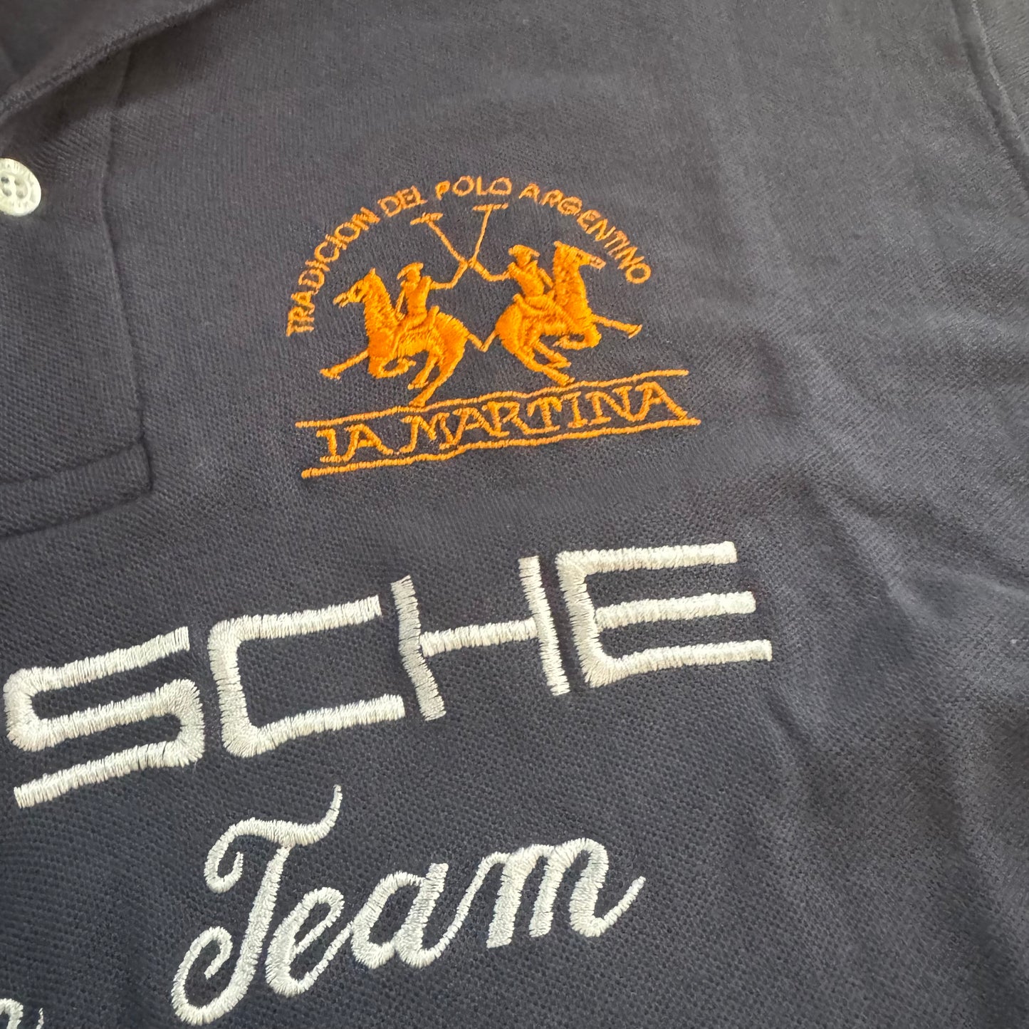 La Martina Porsche 2010 retro poloshirt in grey