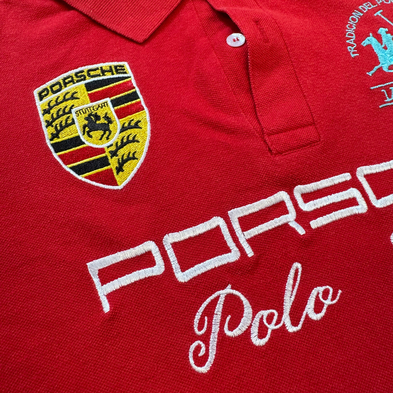 Detailansicht: Sourced limited accessories and clothes La Martina Porsche 2015 streetwear poloshirt – Logo, Nähte oder Material