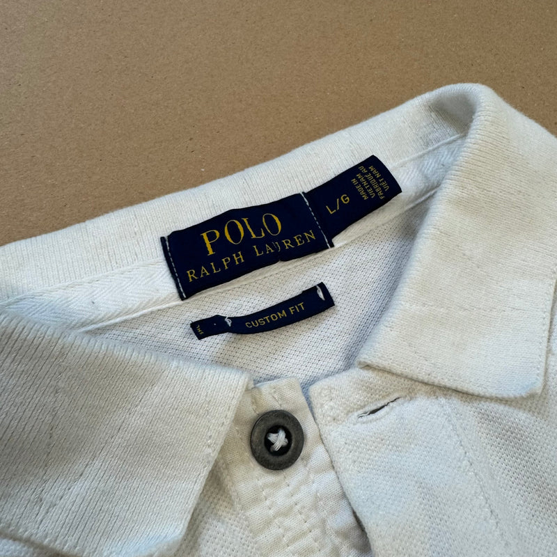 Detailansicht: Sourced limited accessories and clothes Polo Ralph Lauren Yacht Club white printed poloshirt – Logo, Nähte oder Material
