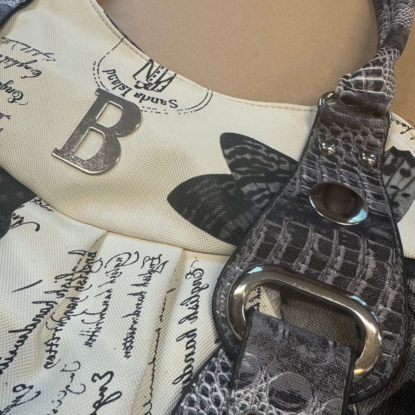 Vintage B-Buckle leather-like handbag