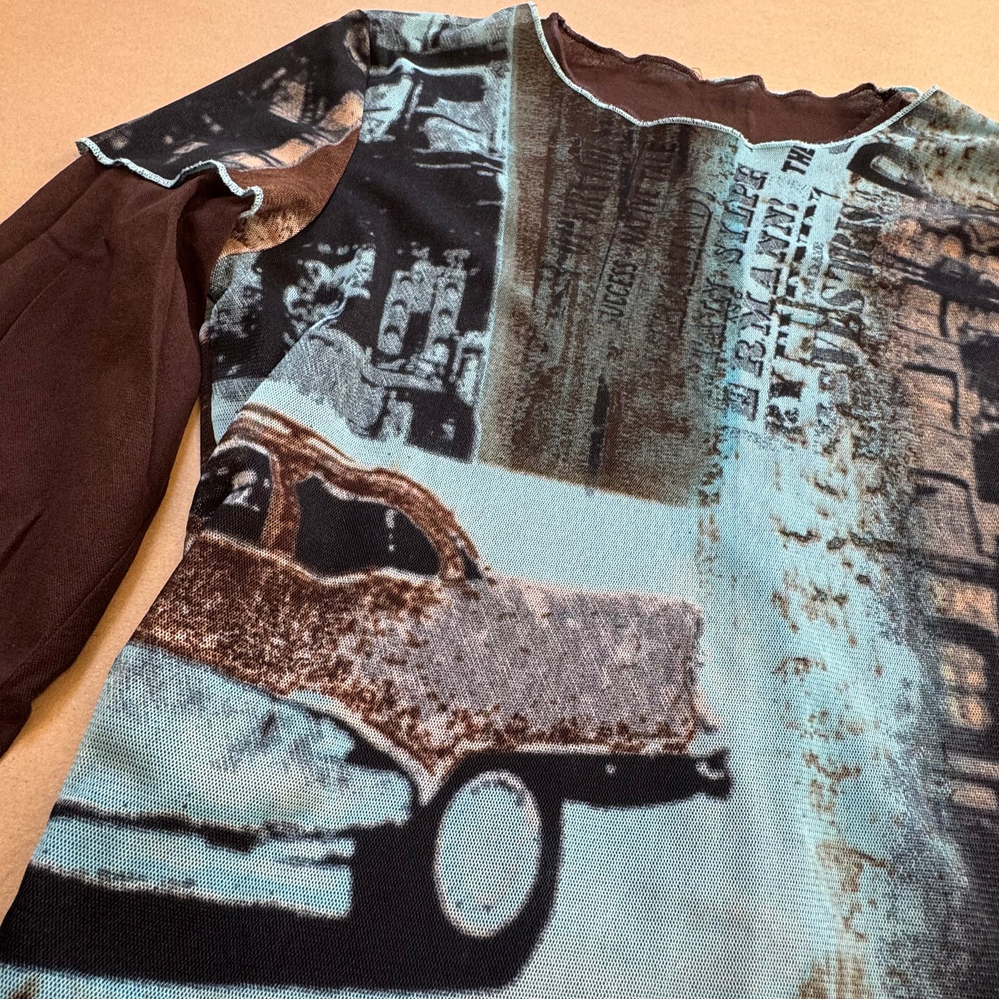 2000s style "Car Race" double layer longsleeve shirt