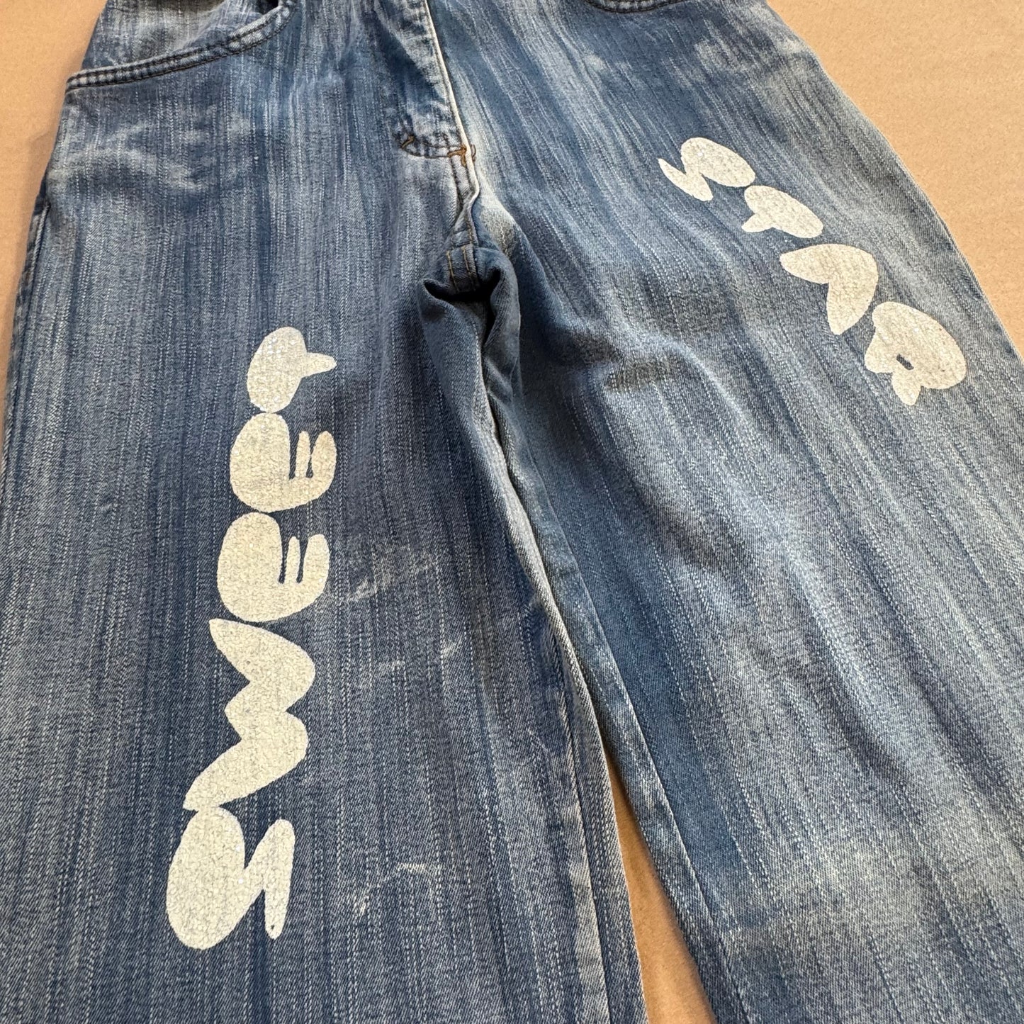 2000s style "Sweet Star" striped wide-leg jeans