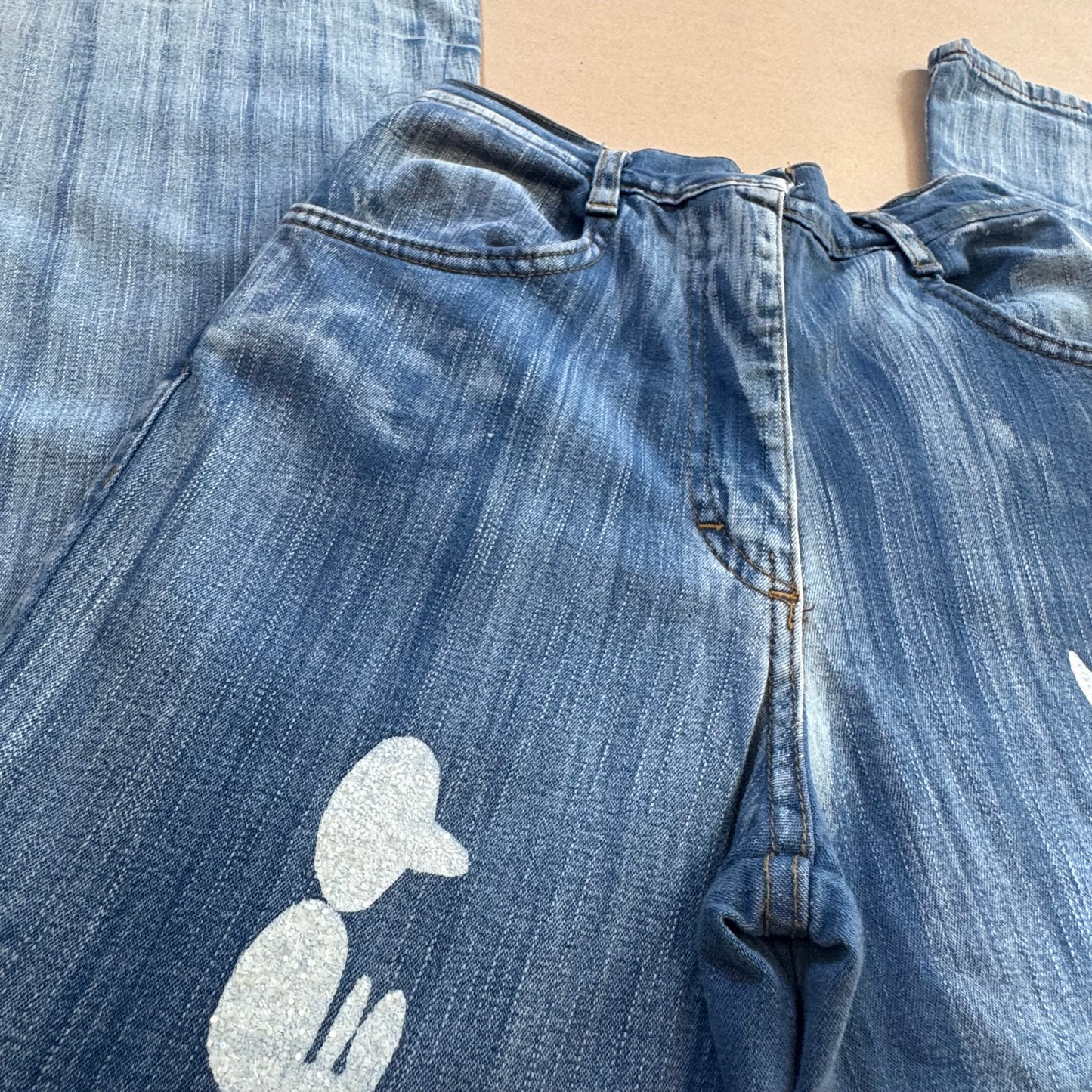 2000s style "Sweet Star" striped wide-leg jeans