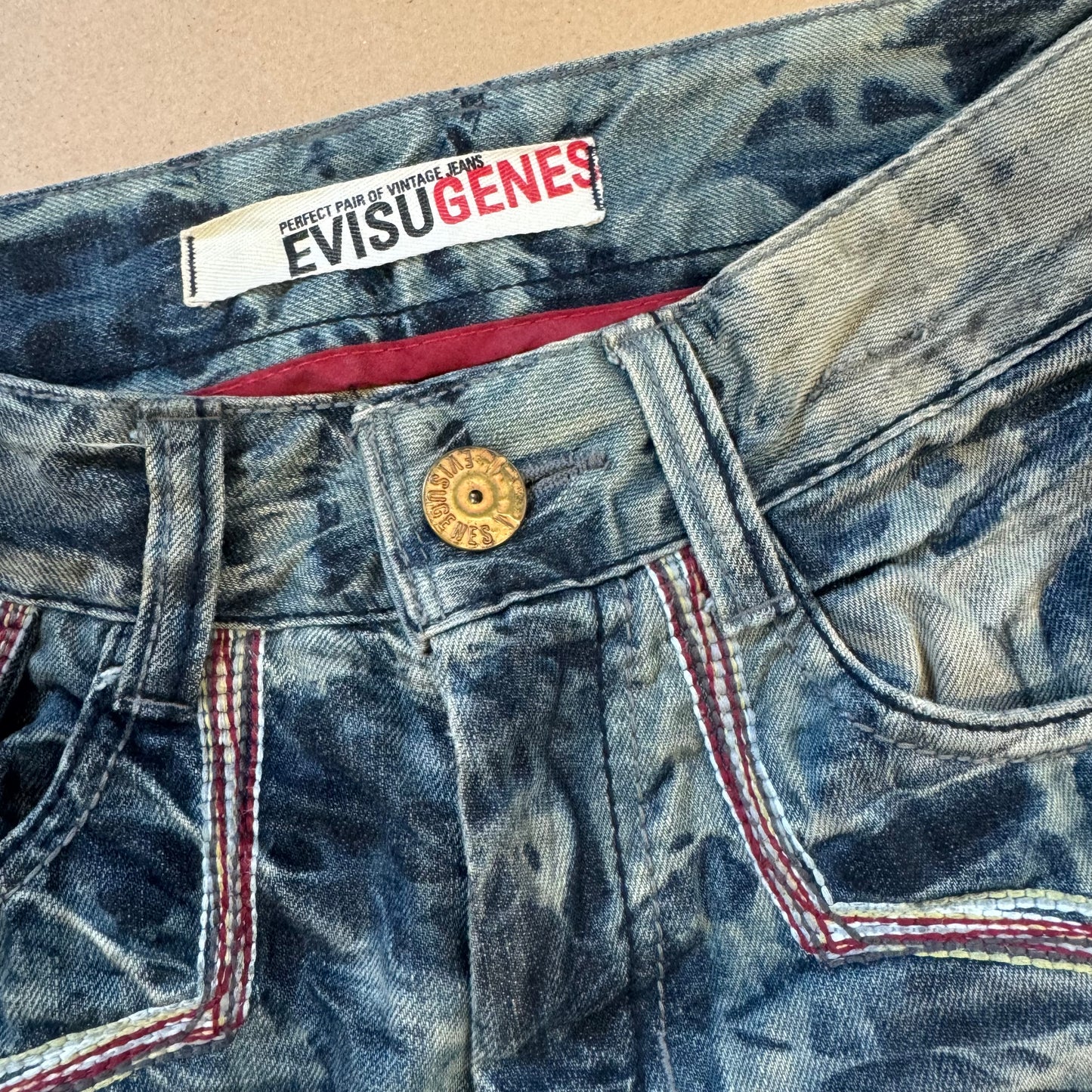 Evisu Genes bleached vintage Japanese denim jeans
