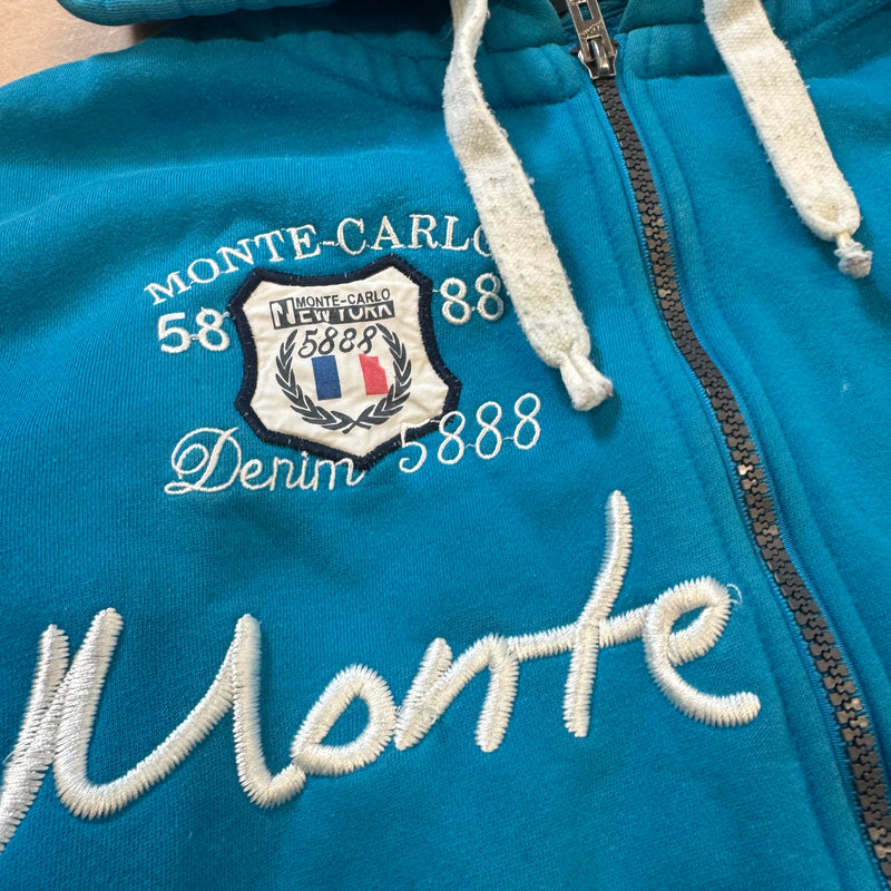 Detailansicht: Sourced limited accessories and clothes Monte Carlo Monaco vintage zipped hoodie – Logo, Nähte oder Material