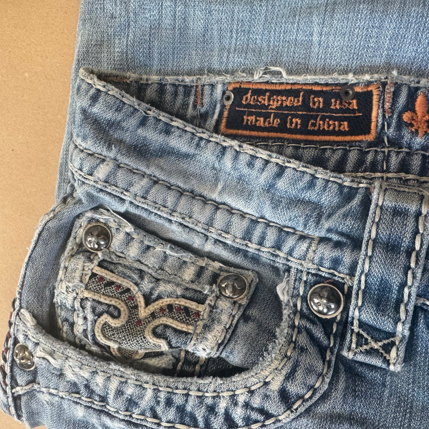Rock Revival vintage ripped and embroidered denim jeans