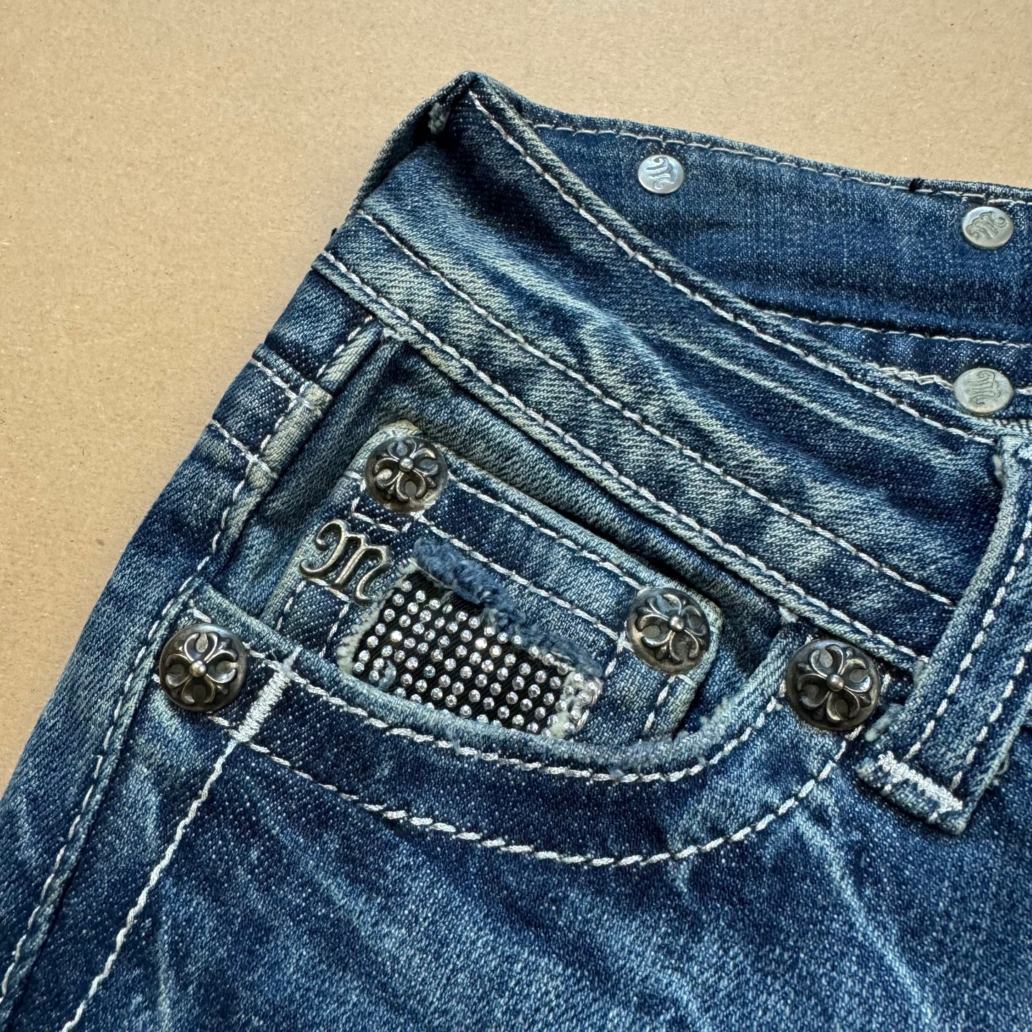Y2K Miss Me vintage rhinestone shorts
