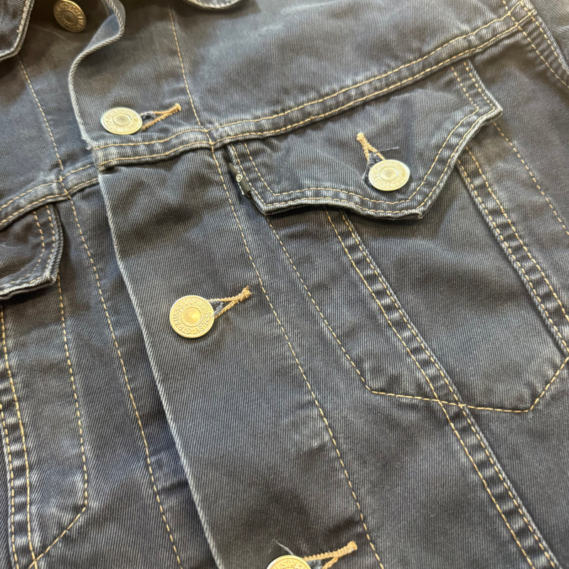 Detailansicht: Sourced limited accessories and clothes Levi Strauss classic navy blue jacket – Logo, Nähte oder Material