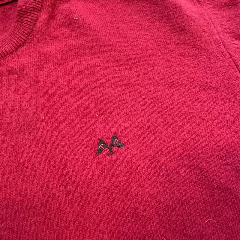 Detailansicht: Sourced limited accessories and clothes Vintage Burberry red lambswool sweatshirt – Logo, Nähte oder Material