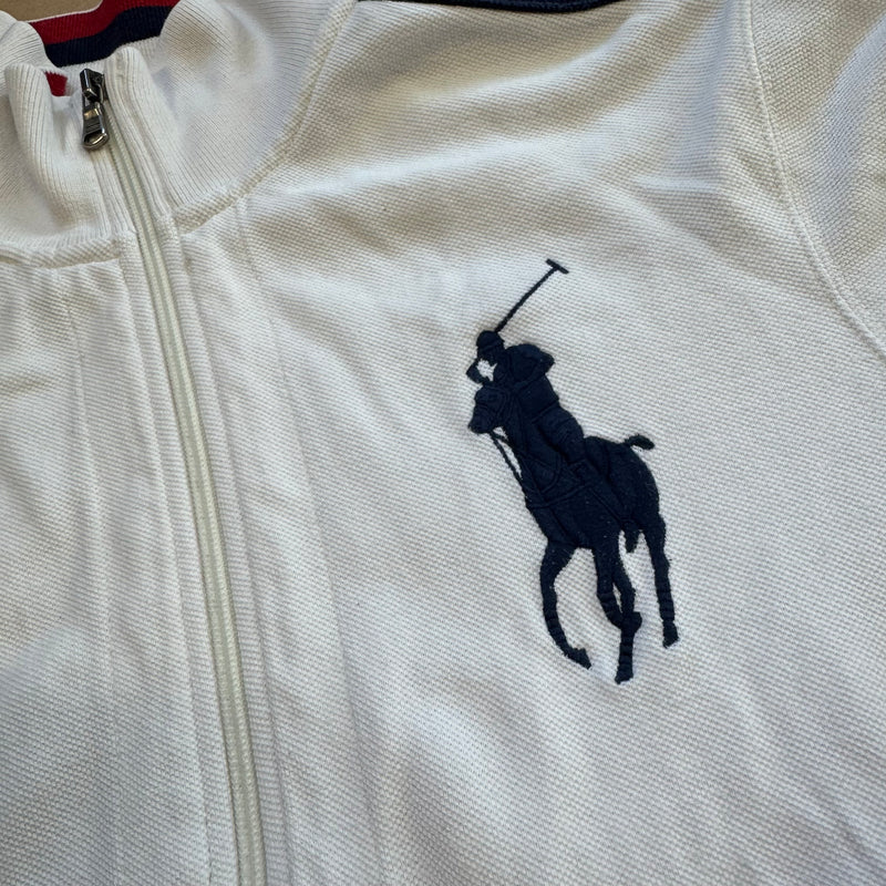 Detailansicht: Sourced limited accessories and clothes Polo Ralph Lauren vintage white zip-up – Logo, Nähte oder Material