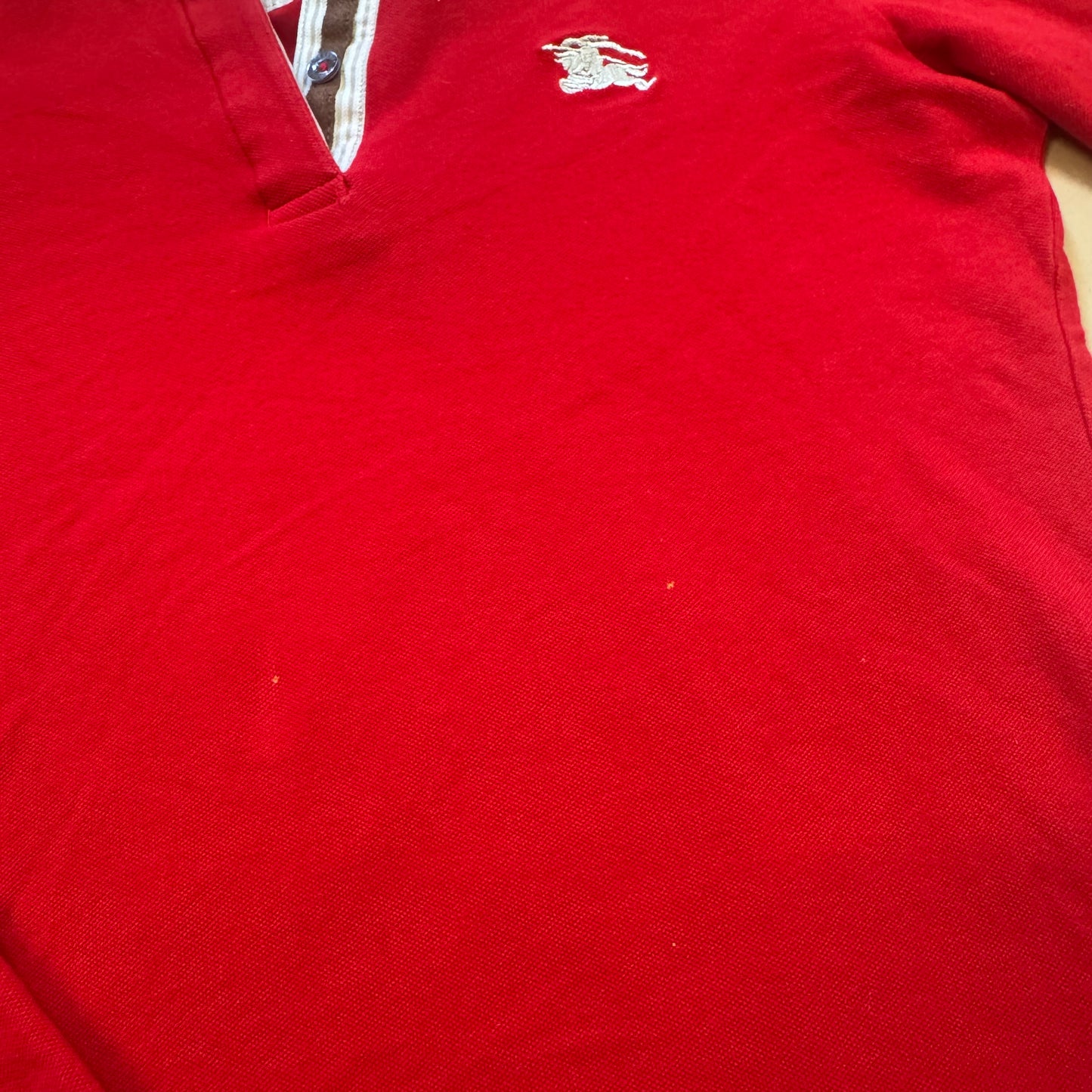 Vintage Burberry cute red long sleeve polo