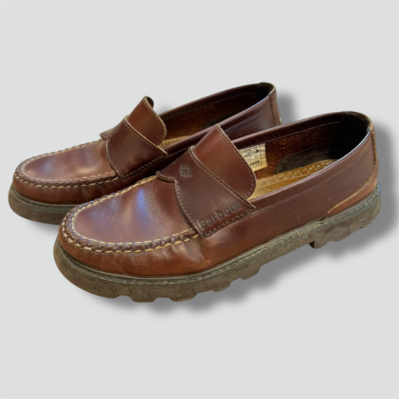 Sourced limited accessories and clothes Barbour brown leather loafers/shoes – Secondhand Streetwear