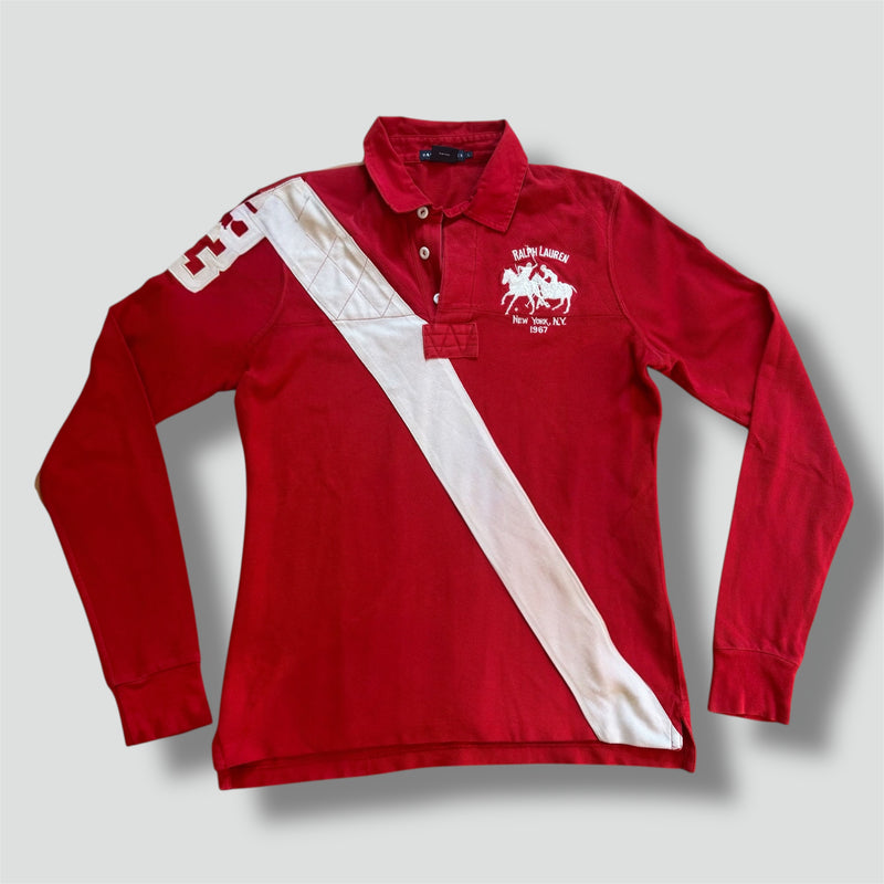 Sourced limited accessories and clothes Polo Ralph Lauren New York red longsleeve polo – Secondhand Streetwear