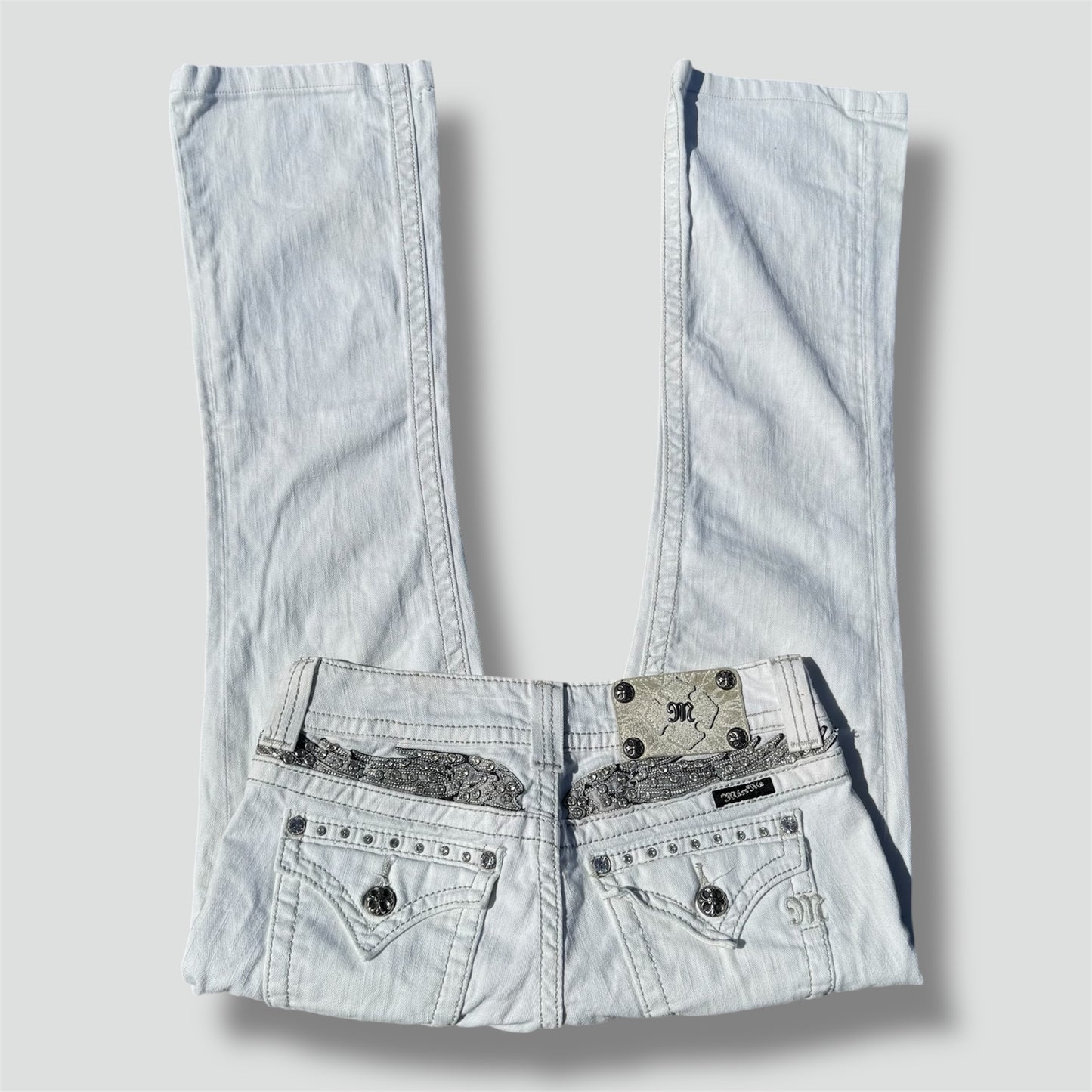 Miss Me white wide leg low waisted pants