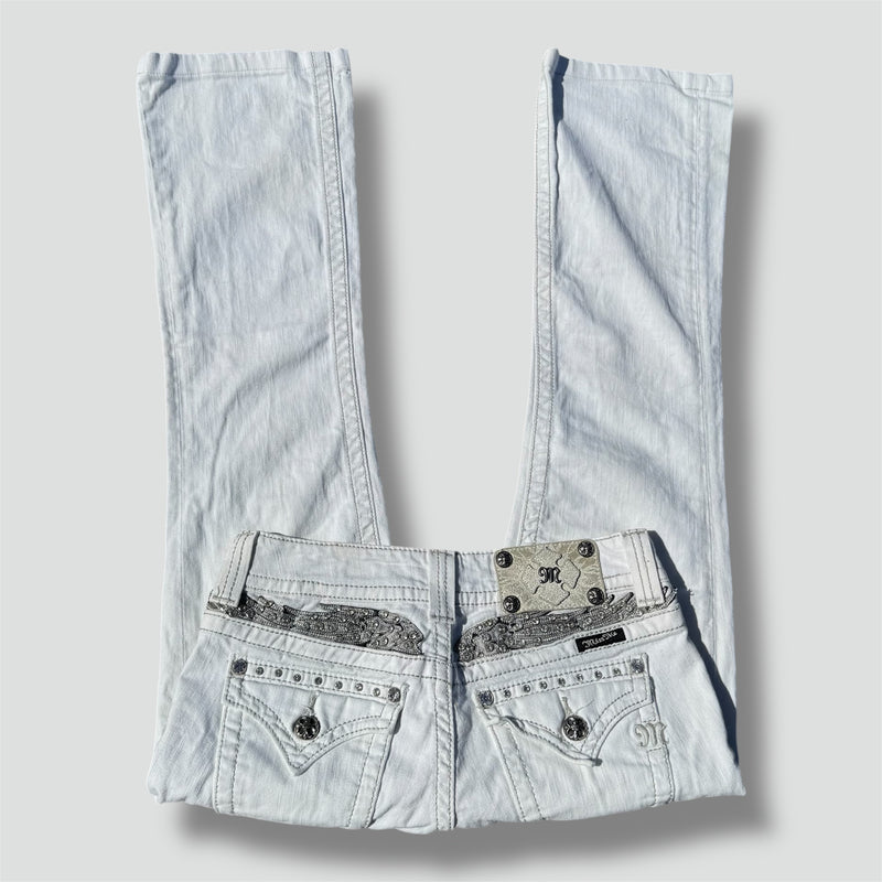Sourced limited accessories and clothes Miss Me white wide leg low waisted pants – Secondhand Streetwear