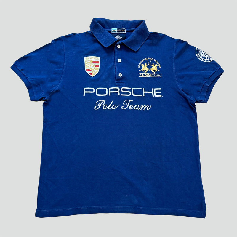 Detailansicht: Sourced limited accessories and clothes La Martina Porsche poloshirt – Logo, Nähte oder Material