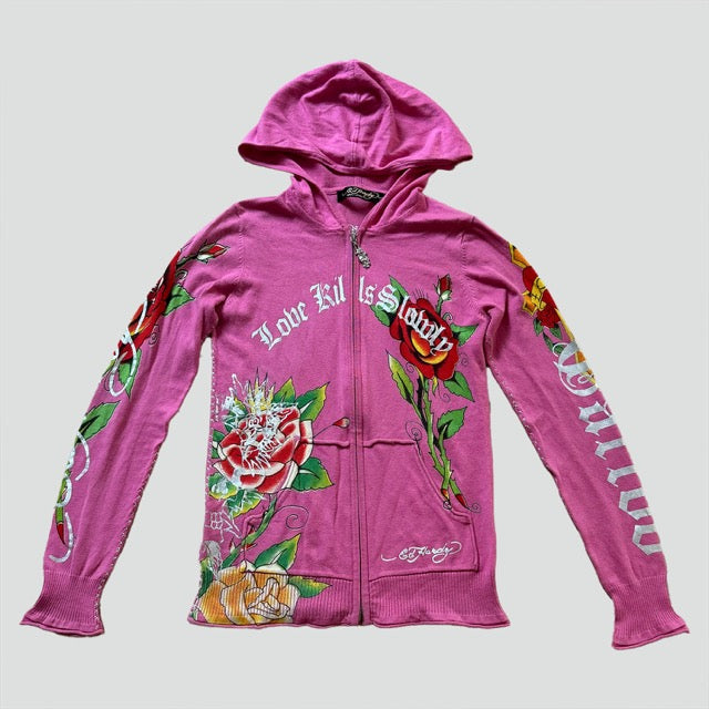 Sourced limited accessories and clothes Ed Hardy pink zip-up – Secondhand Streetwear