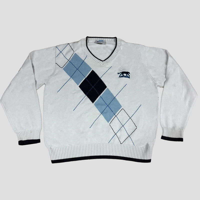 Sourced limited accessories and clothes Airness knitted white v-neck sweatshirt – Secondhand Streetwear