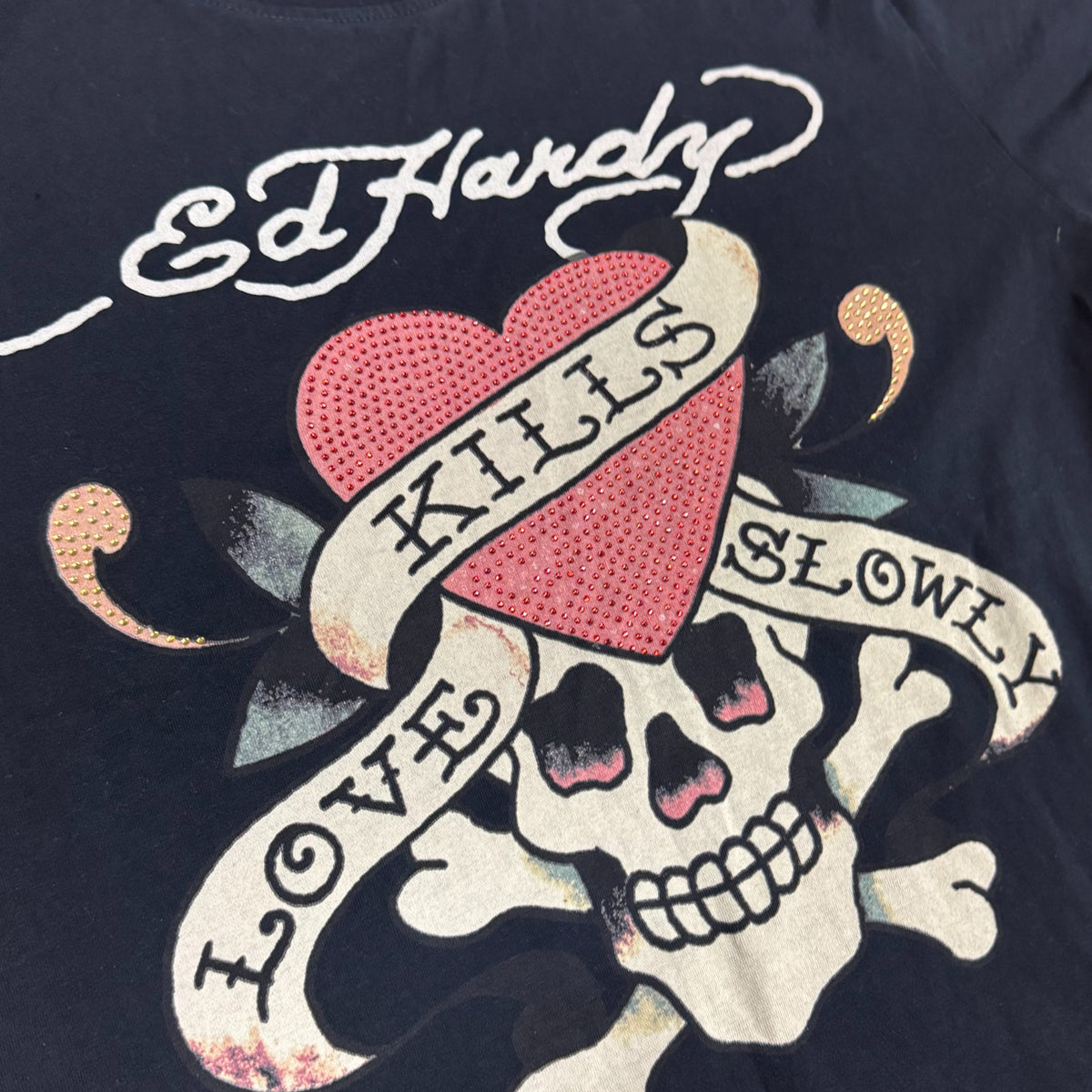 Ed Hardy vintage rhinestones black T-shirt – Close-up 4