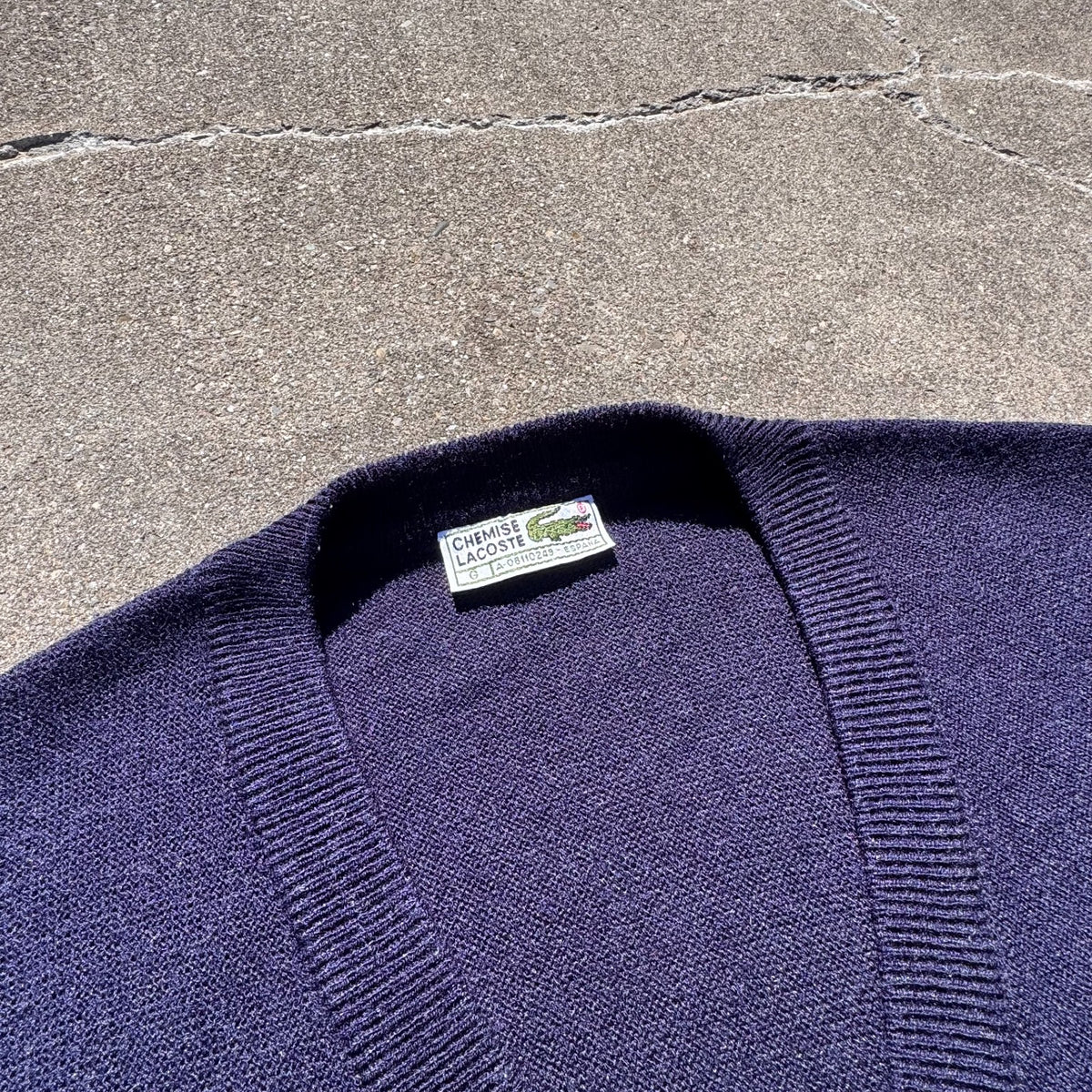 Lacoste vintage retro V-neck sweatshirt