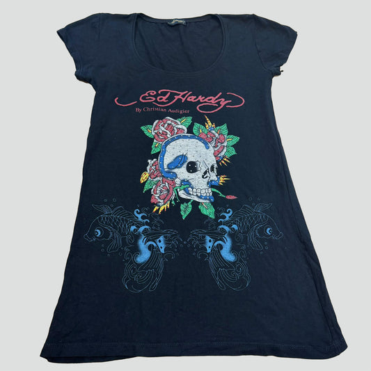 Vintage Ed Hardy long shirt Y2K rhinestones