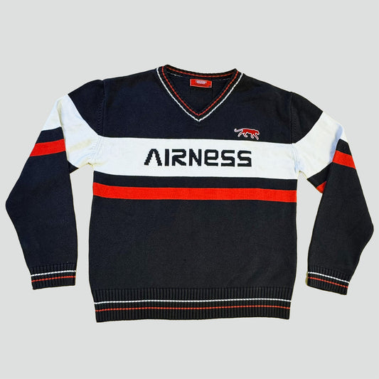 Airness streetwear style black and red knitted sweatshirt