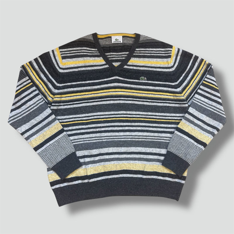 Sourced limited accessories and clothes Vintage Lacoste striped v-neck wool sweater – Secondhand Streetwear
