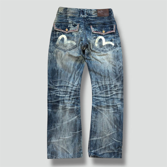 Evisu Genes bleached vintage Japanese denim jeans