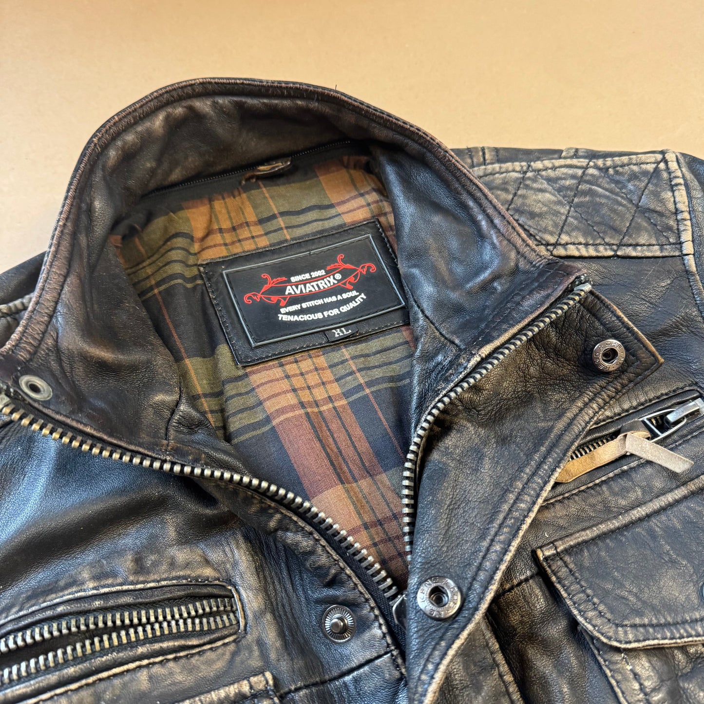 Aviatrix vintage brown 90s leather jacket