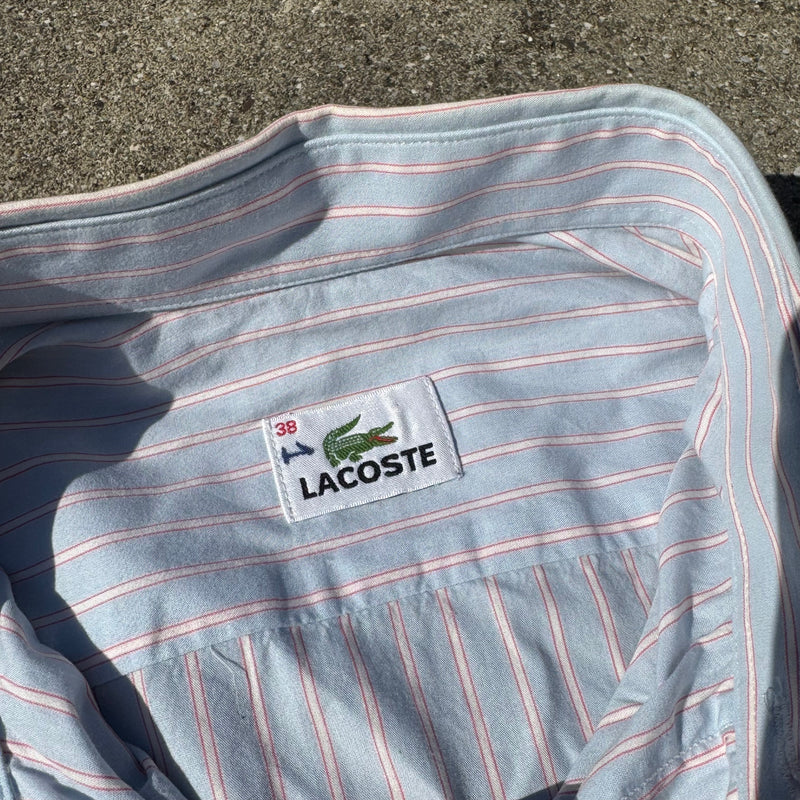 Detailansicht: Sourced limited accessories and clothes Lacoste vintage striped chemise shirt – Logo, Nähte oder Material