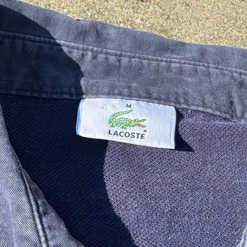 Detailansicht: Sourced limited accessories and clothes Lacoste vintage striped retro longsleeve polo – Logo, Nähte oder Material